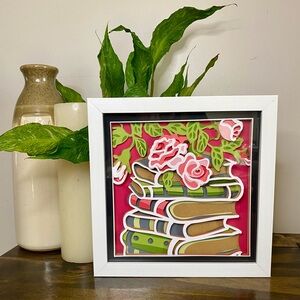 3D Pink Bookstack Shadowbox